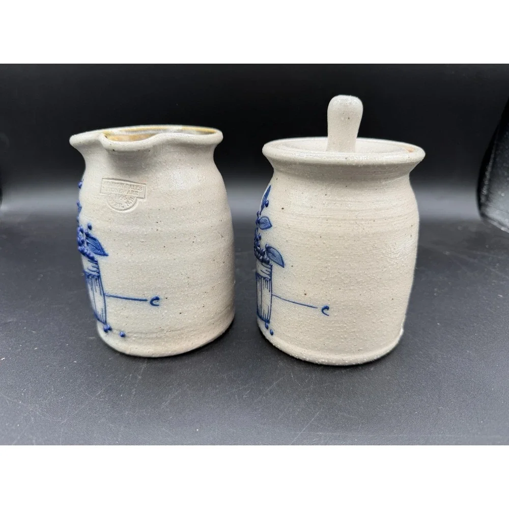 Salmon Falls Stoneware Creamer & Sugar Set 1995